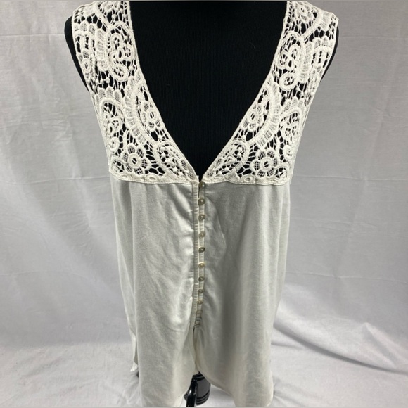 Gimmicks BKE Buckle Crochet Lace Peasant Tank Top Boho Festival XL Cream - Picture 1 of 11
